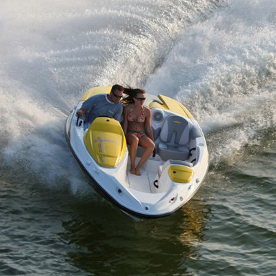 SEA-DOO® 150 Speedster® -  Own this sleek watercraft!  You'll zip across the water as fast as 60 mph without sacrificing maneuverability.  The Speedster includes a built-in fuel-injected, Rotax® 4-TEC® engine and seating for 4 adults.  Trailer included.